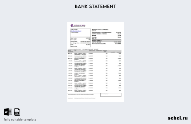 цифровая загрузка словесного шаблона выписки по счету в Сербии Comercijalna Bank